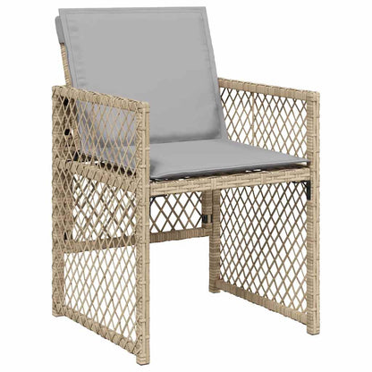 vidaXL 7 Piece Garden Dining Set with Cushions Beige Poly Rattan 4