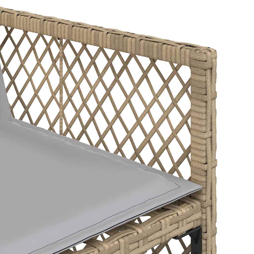vidaXL 7 Piece Garden Dining Set with Cushions Beige Poly Rattan 6