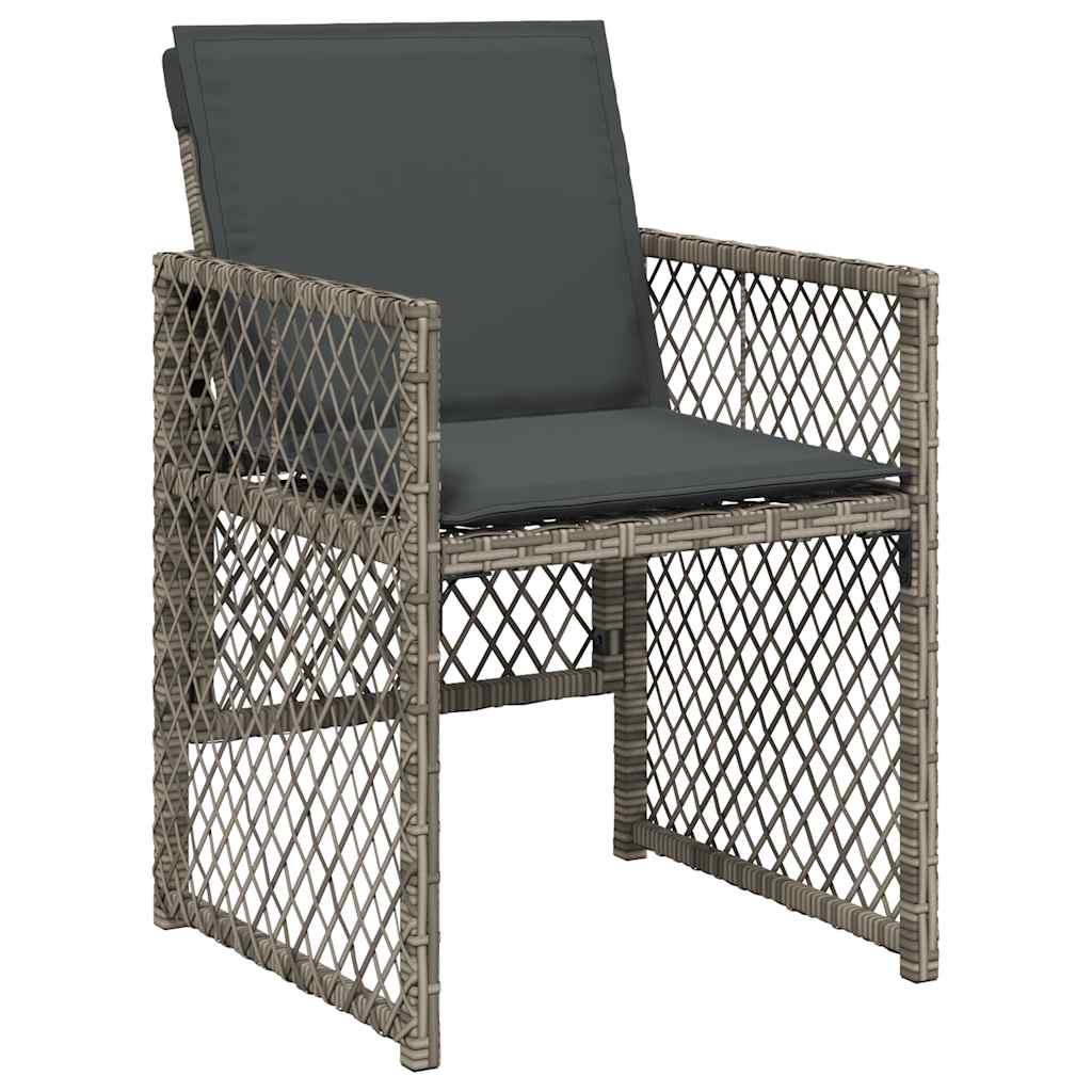 vidaXL 7 Piece Garden Dining Set with Cushions Grey Poly Rattan 4