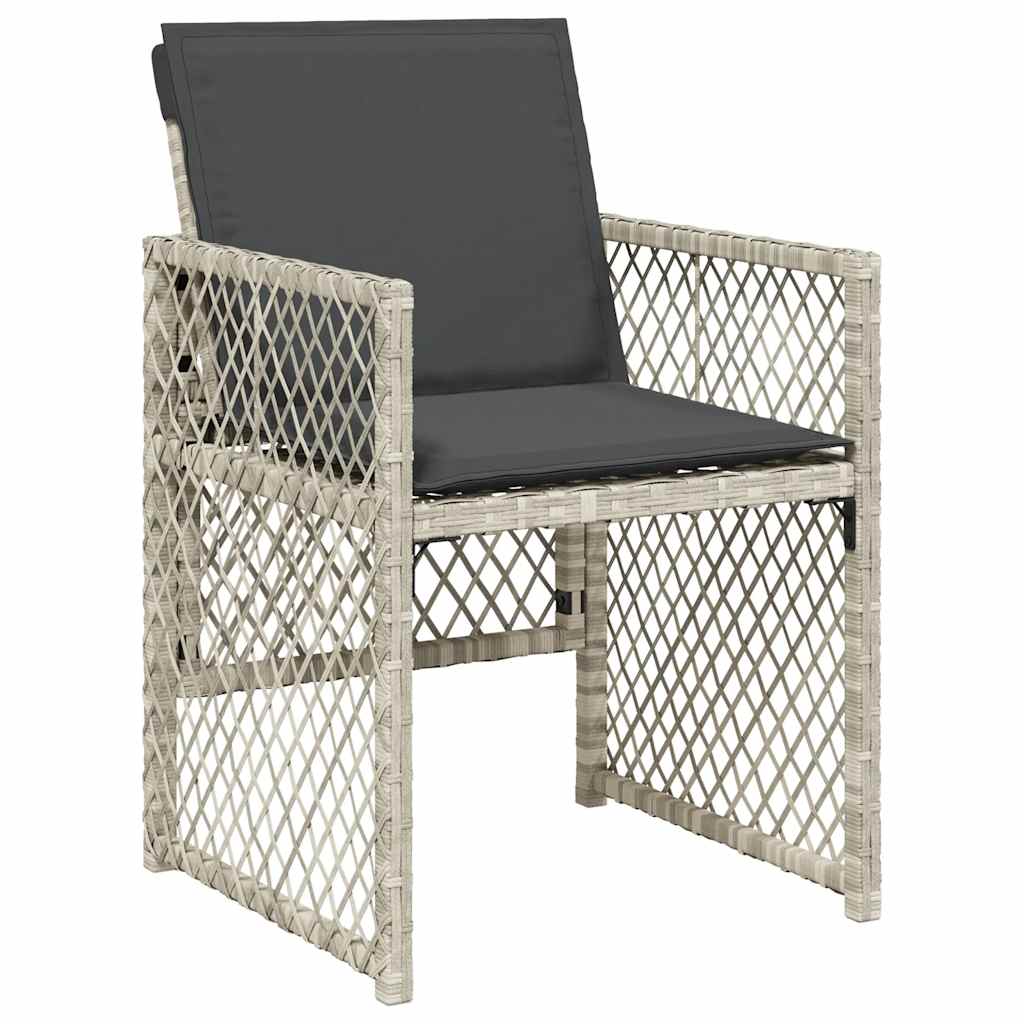vidaXL 9 Piece Garden Dining Set with Cushions Light Grey Poly Rattan 4