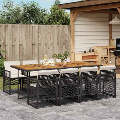 vidaXL 5 Piece Garden Dining Set with Cushions Poly Rattan Wood