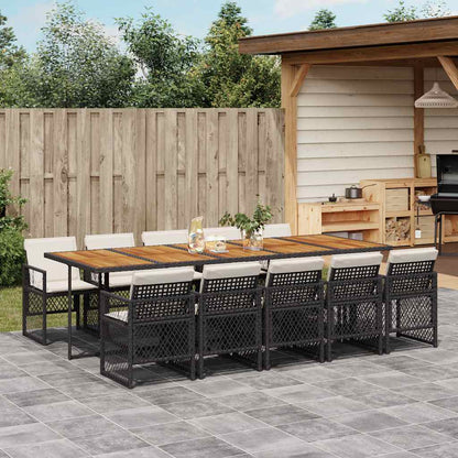 vidaXL 5 Piece Garden Dining Set with Cushions Poly Rattan Wood