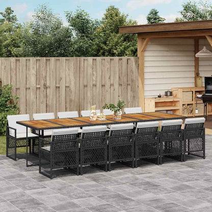 vidaXL 5 Piece Garden Dining Set with Cushions Poly Rattan Wood