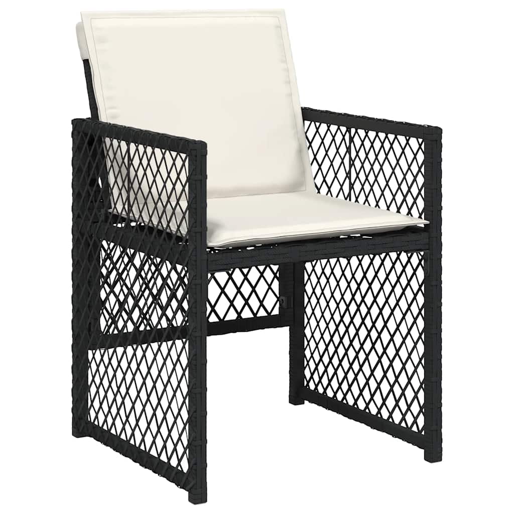 vidaXL 9 Piece Garden Dining Set with Cushions Black Poly Rattan 4