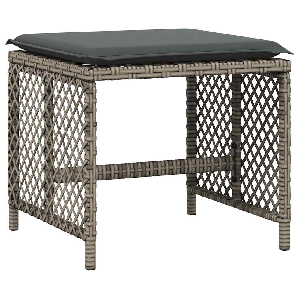 vidaXL 9 Piece Garden Dining Set with Cushions Grey Poly Rattan 5