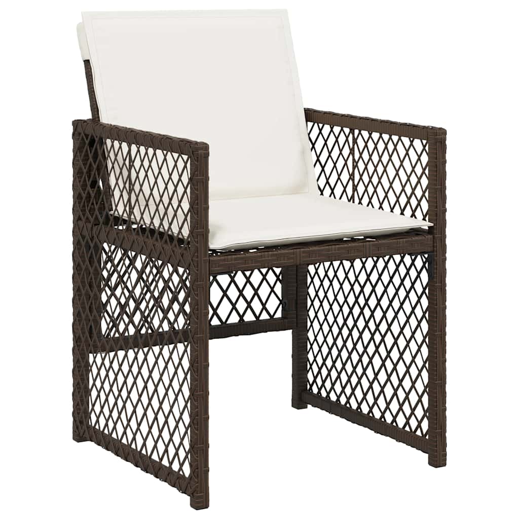vidaXL 9 Piece Garden Dining Set with Cushions Brown Poly Rattan 4