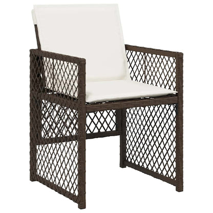vidaXL 9 Piece Garden Dining Set with Cushions Brown Poly Rattan 4