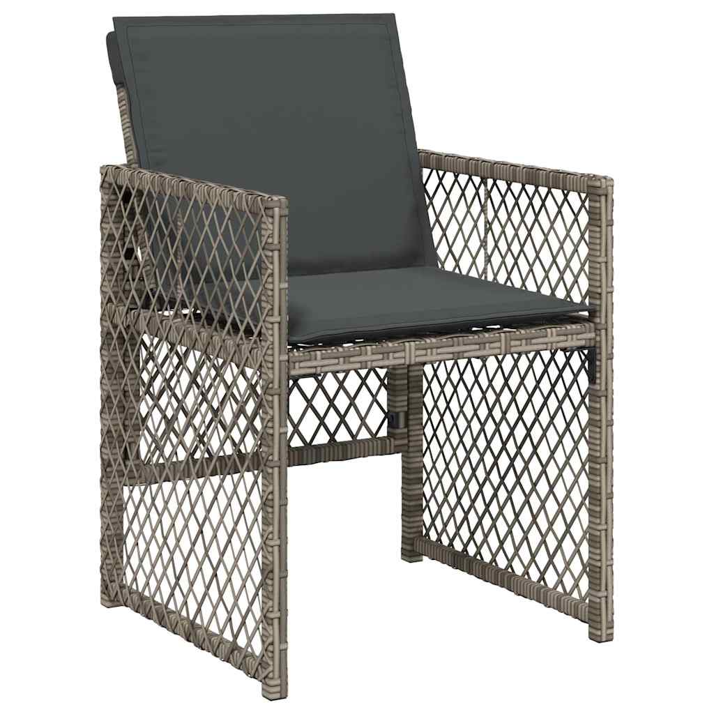 vidaXL 9 Piece Garden Dining Set with Cushions Grey Poly Rattan 4