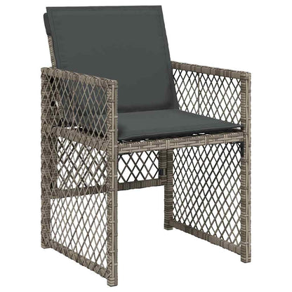 vidaXL 9 Piece Garden Dining Set with Cushions Grey Poly Rattan 4
