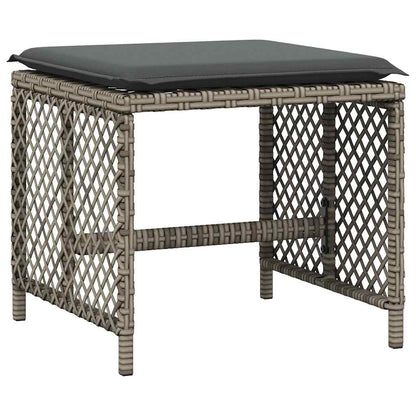 vidaXL 9 Piece Garden Dining Set with Cushions Grey Poly Rattan 5