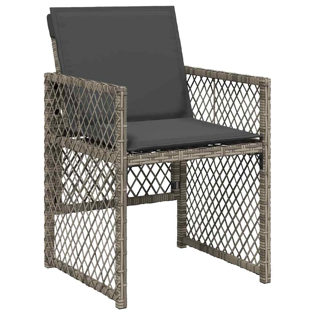 vidaXL 11 Piece Garden Dining Set with Cushions Grey Poly Rattan 4