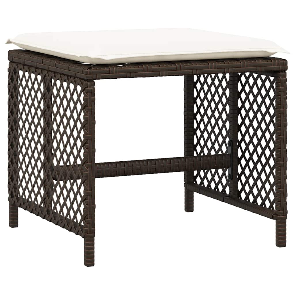 vidaXL 11 Piece Garden Dining Set with Cushions Brown Poly Rattan 5