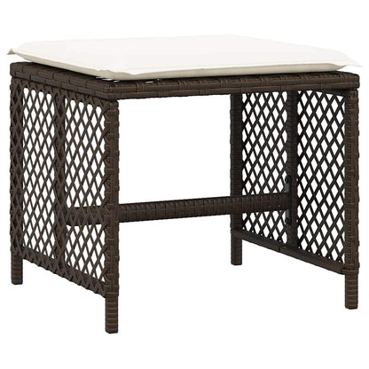 vidaXL 11 Piece Garden Dining Set with Cushions Brown Poly Rattan 5