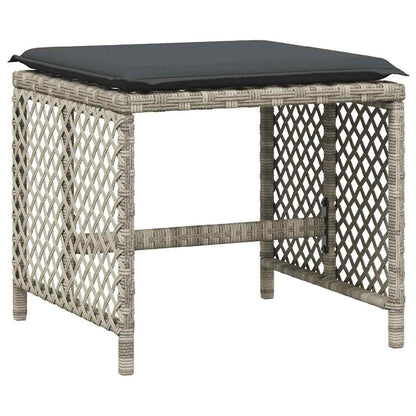 vidaXL 11 Piece Garden Dining Set with Cushions Light Grey Poly Rattan 5