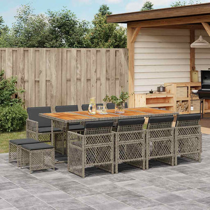 vidaXL 9 Piece Garden Dining Set with Cushions Poly Rattan Wood