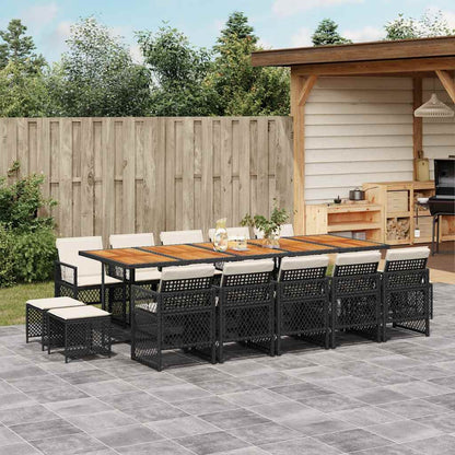 vidaXL 9 Piece Garden Dining Set with Cushions Poly Rattan Wood