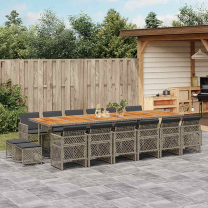 vidaXL 9 Piece Garden Dining Set with Cushions Poly Rattan Wood