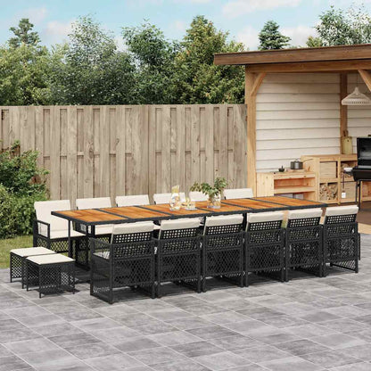 vidaXL 9 Piece Garden Dining Set with Cushions Poly Rattan Wood