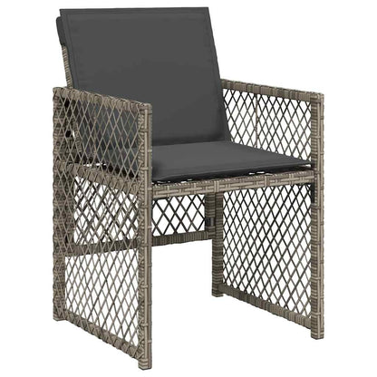 vidaXL 9 Piece Garden Dining Set with Cushions Grey Poly Rattan 4