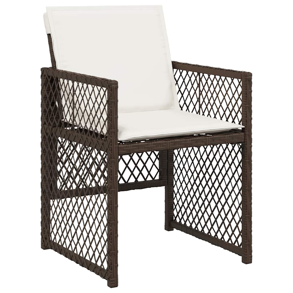 vidaXL 9 Piece Garden Dining Set with Cushions Brown Poly Rattan 4