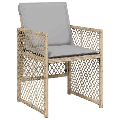vidaXL 9 Piece Garden Dining Set with Cushions Mix Beige Poly Rattan 4