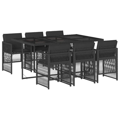 vidaXL 7 Piece Garden Dining Set with Cushions Black Poly Rattan 2