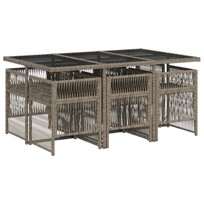 vidaXL 7 Piece Garden Dining Set with Cushions Grey Poly Rattan 5