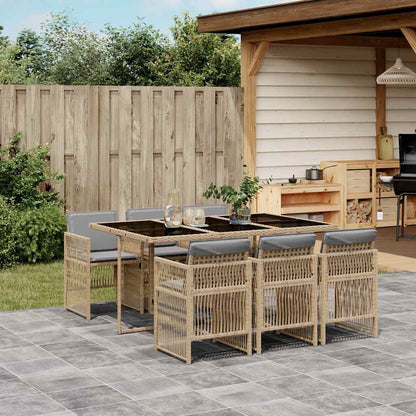 vidaXL 7 Piece Garden Dining Set with Cushions Mix Beige Poly Rattan 1