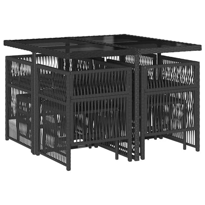 vidaXL 9 Piece Garden Dining Set with Cushions Black Poly Rattan 3