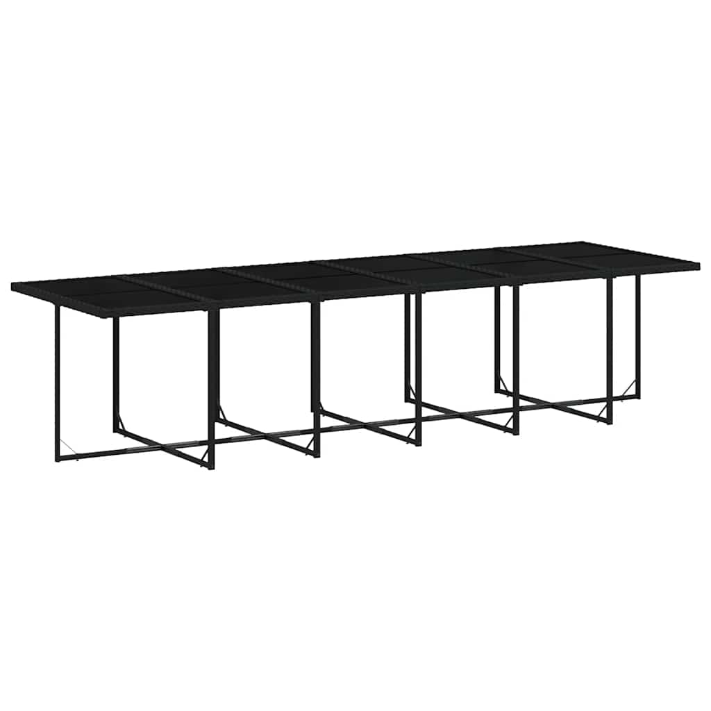 17 Piece Garden Dining Set with Cushions Poly Rattan Glass 16 pcs Black and cream