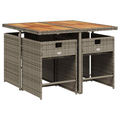 vidaXL 5 Piece Garden Dining Set with Cushions Grey Poly Rattan 3