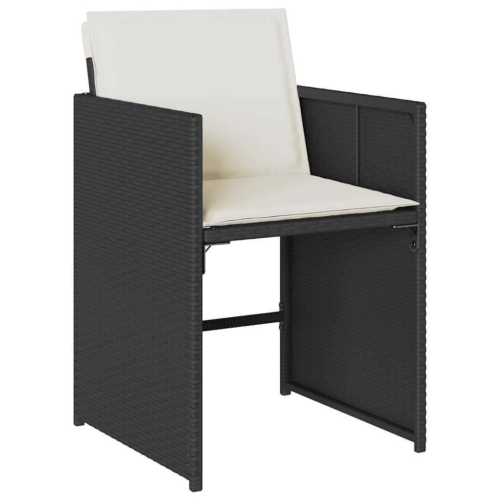vidaXL 5 Piece Garden Dining Set with Cushions Black Poly Rattan 5