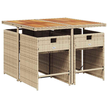 vidaXL 5 Piece Garden Dining Set with Cushions Beige Poly Rattan 3