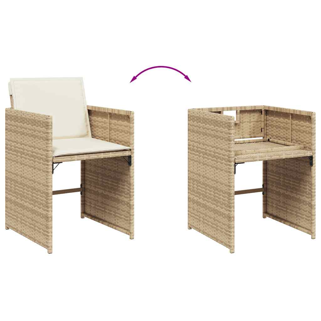 vidaXL 5 Piece Garden Dining Set with Cushions Beige Poly Rattan 6