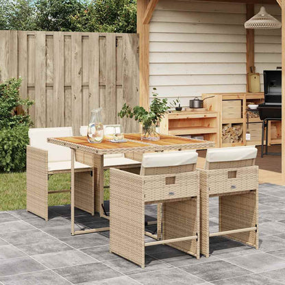 vidaXL 5 Piece Garden Dining Set with Cushions Beige Poly Rattan 1