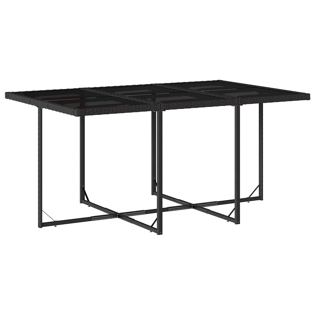 vidaXL 7 Piece Garden Dining Set with Cushions Black Poly Rattan 4
