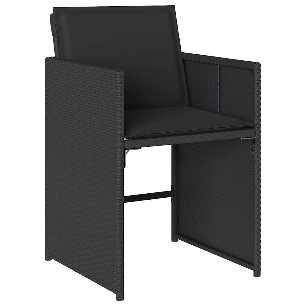 vidaXL 7 Piece Garden Dining Set with Cushions Black Poly Rattan 5