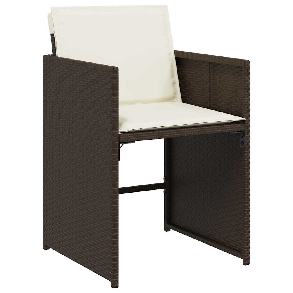 vidaXL 7 Piece Garden Dining Set with Cushions Brown Poly Rattan 5