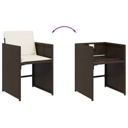 vidaXL 7 Piece Garden Dining Set with Cushions Brown Poly Rattan 6