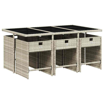 vidaXL 7 Piece Garden Dining Set with Cushions Light Grey Poly Rattan 3