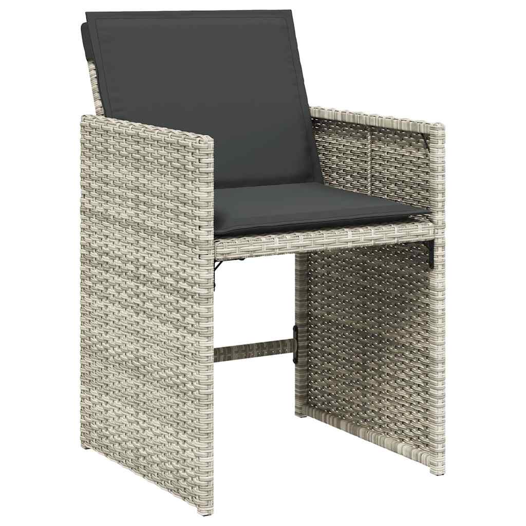 vidaXL 7 Piece Garden Dining Set with Cushions Light Grey Poly Rattan 5