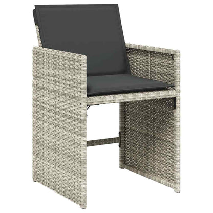 vidaXL 7 Piece Garden Dining Set with Cushions Light Grey Poly Rattan 5