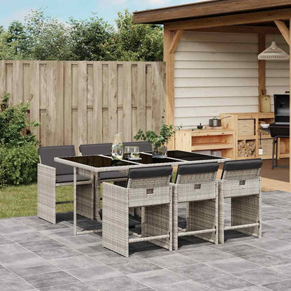 vidaXL 7 Piece Garden Dining Set with Cushions Light Grey Poly Rattan 1