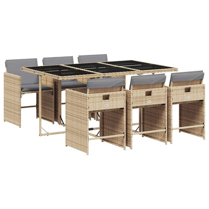 vidaXL 7 Piece Garden Dining Set with Cushions Mix Beige Poly Rattan 2