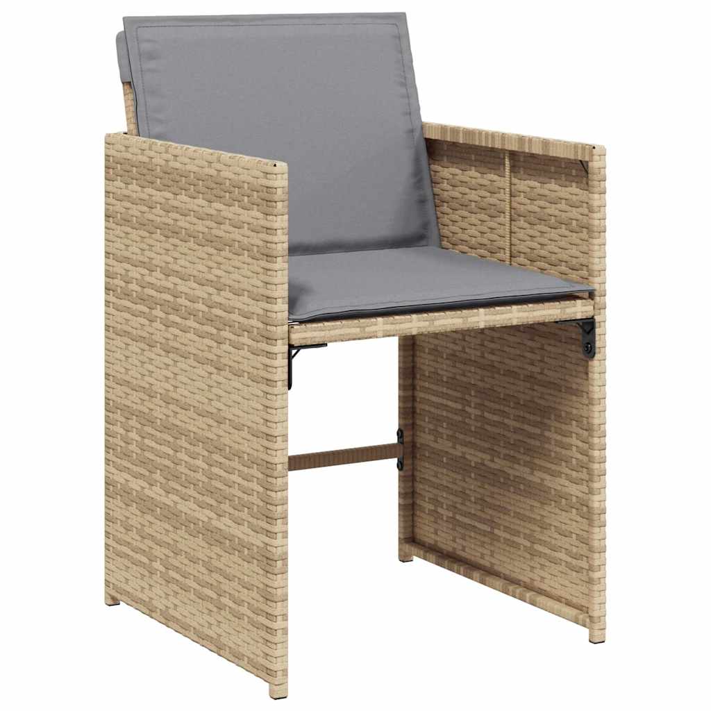 vidaXL 7 Piece Garden Dining Set with Cushions Mix Beige Poly Rattan 5