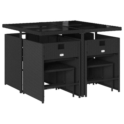 vidaXL 9 Piece Garden Dining Set with Cushions Black Poly Rattan 3