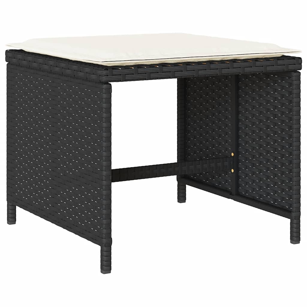 vidaXL 9 Piece Garden Dining Set with Cushions Black Poly Rattan 6
