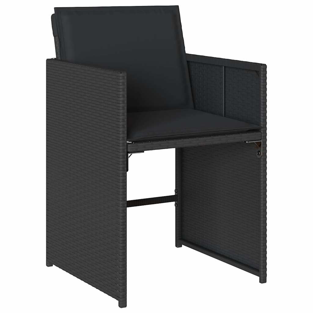 vidaXL 9 Piece Garden Dining Set with Cushions Black Poly Rattan 5