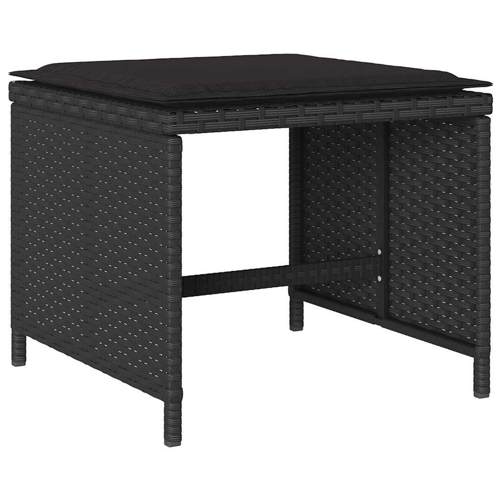 vidaXL 9 Piece Garden Dining Set with Cushions Black Poly Rattan 6