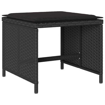 vidaXL 9 Piece Garden Dining Set with Cushions Black Poly Rattan 6
